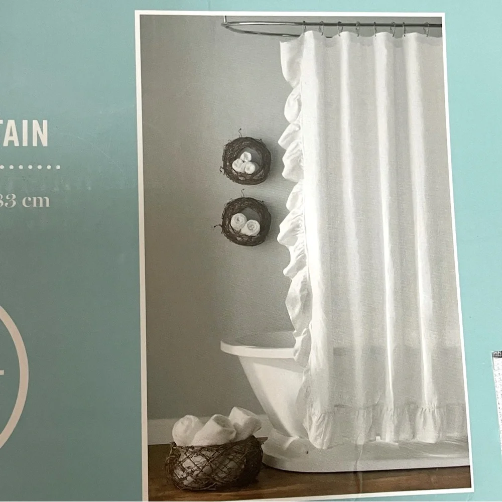100%Linen Shower Current MARTHA STEWART 72”x 72” Color: White NWT